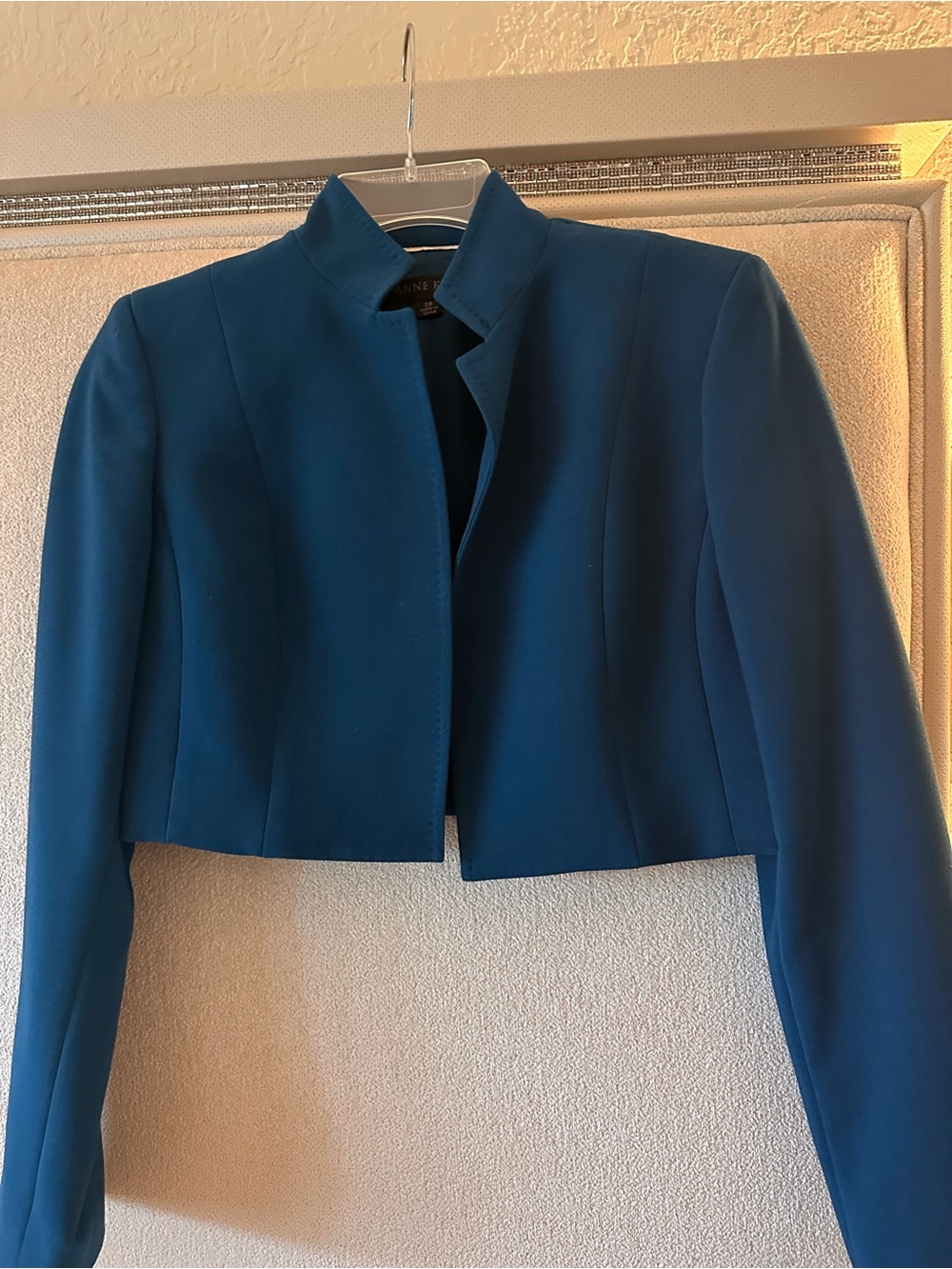 Anne Klein Teal Cropped Collar Blazer